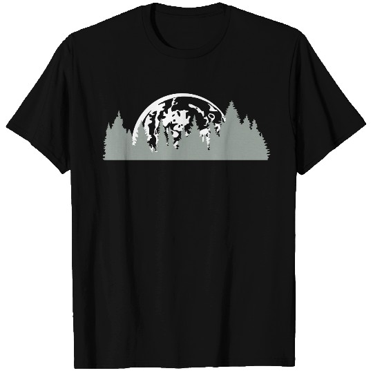 full moon moon night sunset trees forest conifer f T Shirts