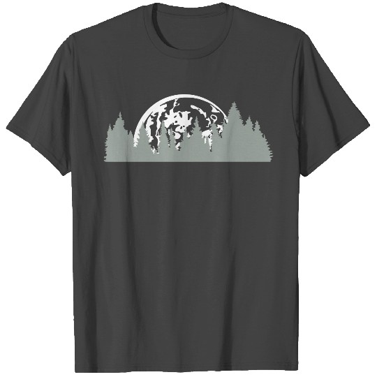 full moon moon night sunset trees forest conifer f T Shirts