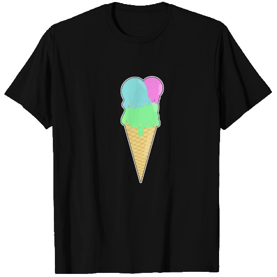 Waffle ice cream three scoops gift idea summer T Shirts