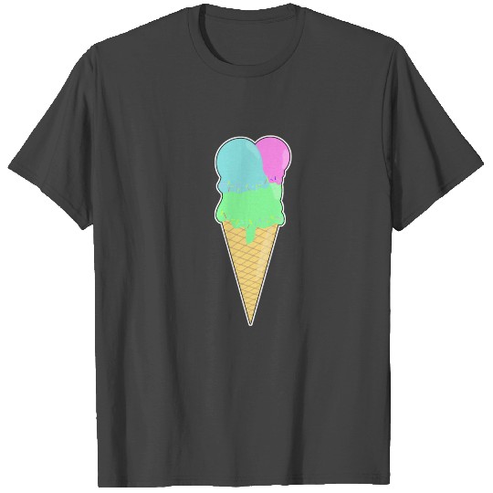 Waffle ice cream three scoops gift idea summer T Shirts