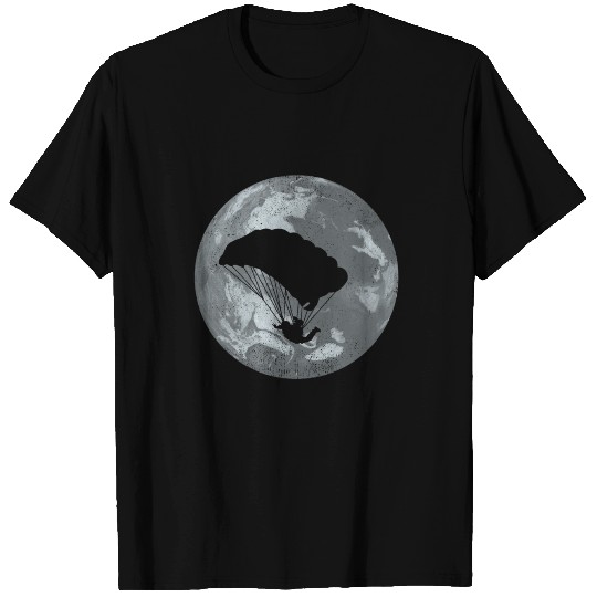 Cool Skydiver Silhouette Moon Skydiving Parachute T Shirts