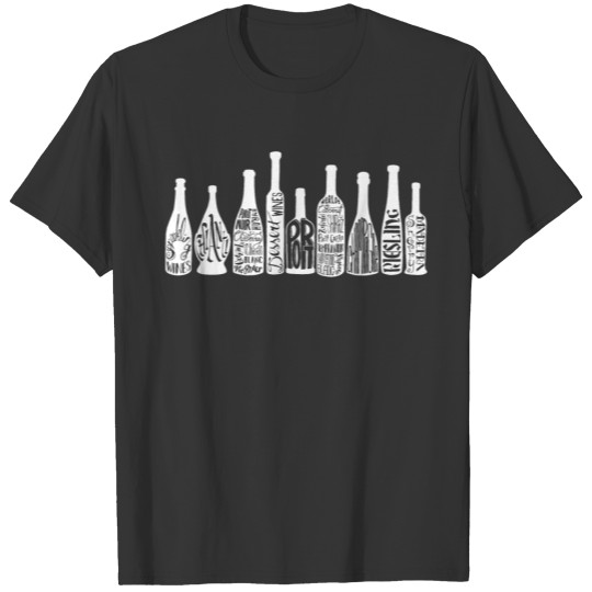 Wine Bottles- White T Shirts