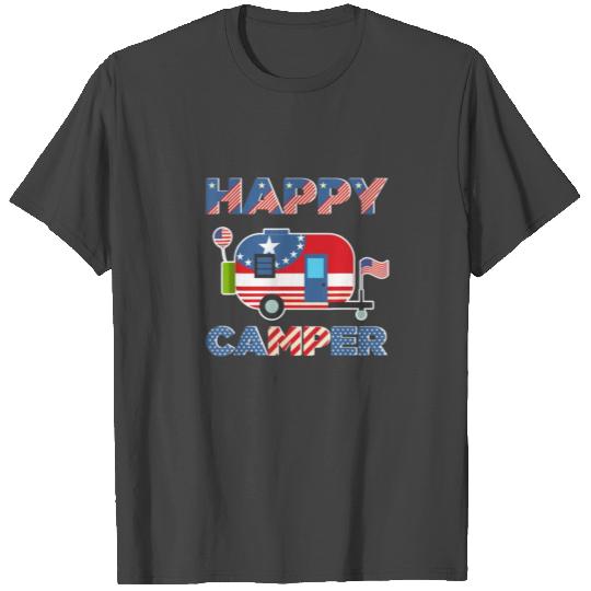Happy Camper Patriotic 4th Of July American Flag S T Shirts