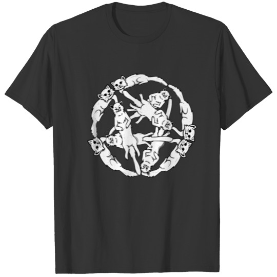 Gothic Cats Pentagram Satan funny gift T Shirts