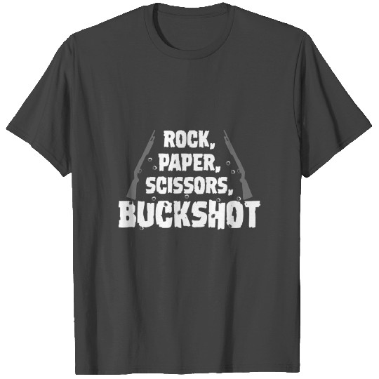 rock paper scissors buckshot kill gun police T Shirts