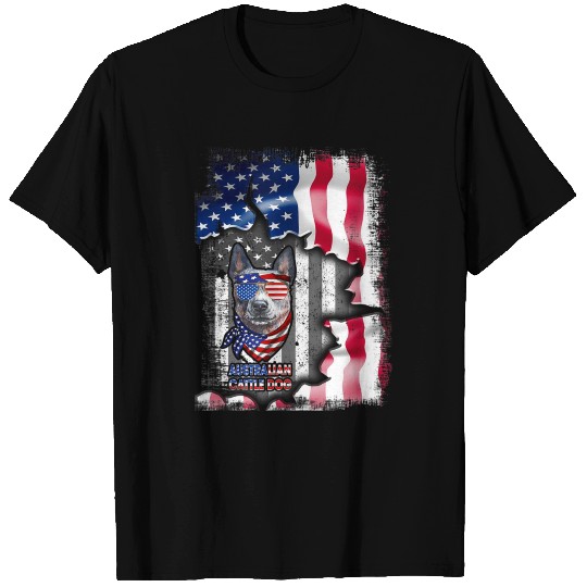 Australian Cattle Dog T Shirts Fun American Flag Gif