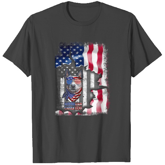 Australian Cattle Dog T Shirts Fun American Flag Gif