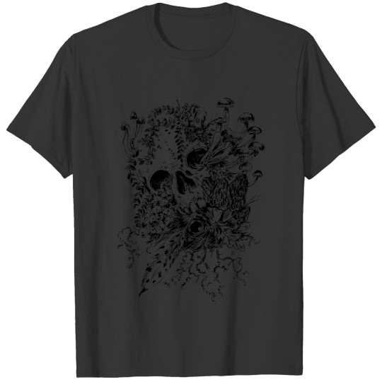 Skull, Mushrooms & Plants T Shirts