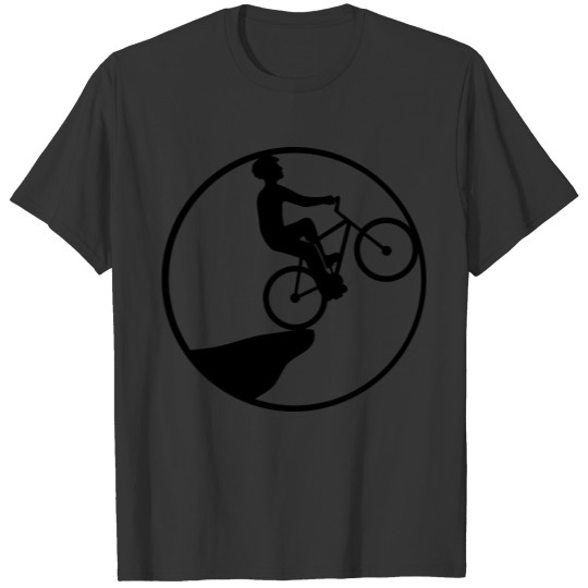 cyclist moon cliff jumping stunt circle round nigh T-shirt