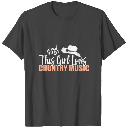 I Love Country Music Western Folk Girl Woman Gift T Shirts