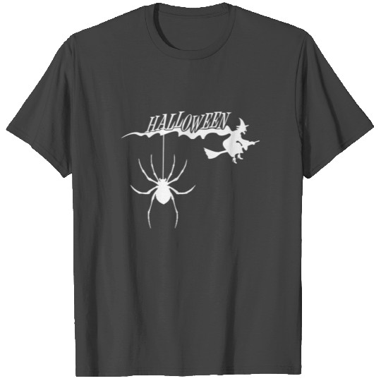 halloween T Shirts witch with spider giftidea
