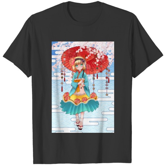 A girl with Japanese style costume T-shirt