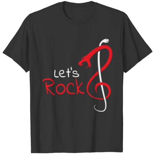 let s rock treble g clef snake black T Shirts