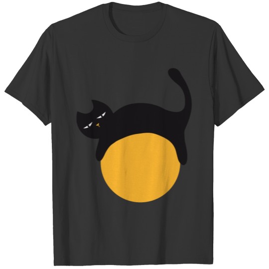 Lazy Black Cat on ball T-shirt