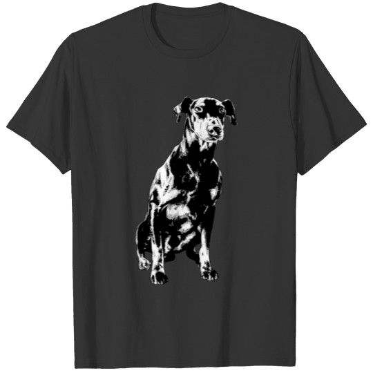 Manchester Terrier Cute Pets Dog Sketch Sitting T Shirts