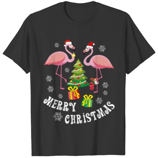 Flamingo Gift Merry Christmas Pink Bird Super T Shirts