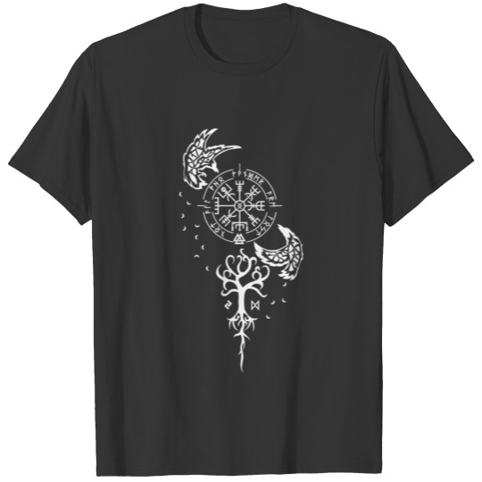 Nordic Symbolism - Runes, Vevisir, Ravens T-shirt