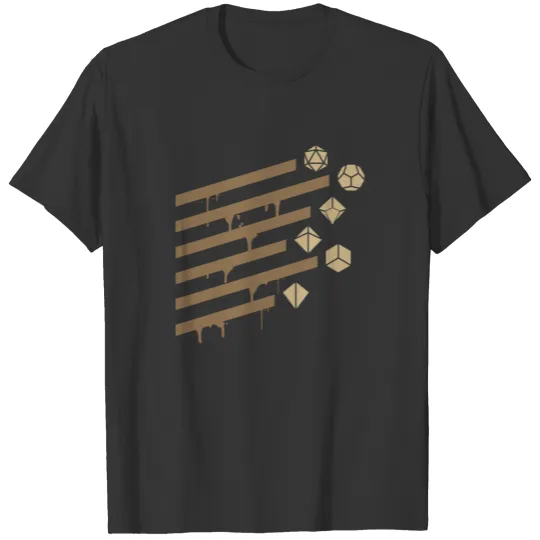Bronze Dripping Paint Polyhedral Dice Set T Shirts