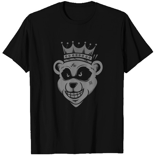 King Bear Wearing Crownd Head Cat Smoking T Shirts