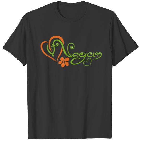 Vegan Logo with Heart and Blossom T Shirts