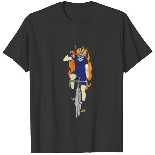 CYCLING: Cyclist Skeleton On Fire Gift T-shirt