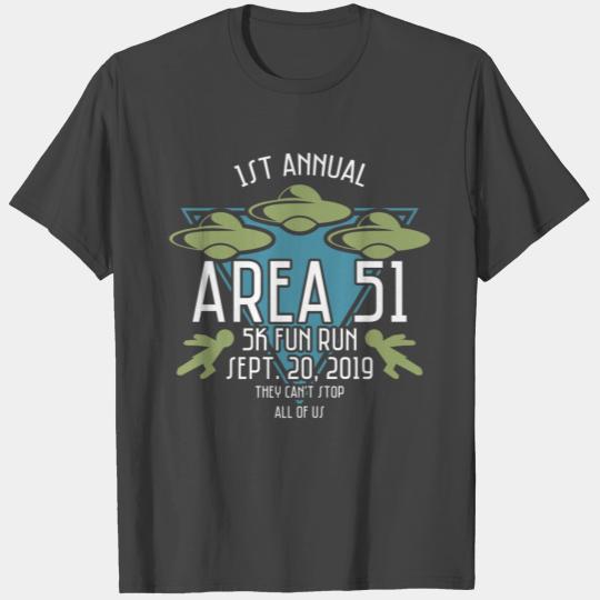 1st Annual Area 51 5k Fun Run! Funny Alien Raid T Shirts