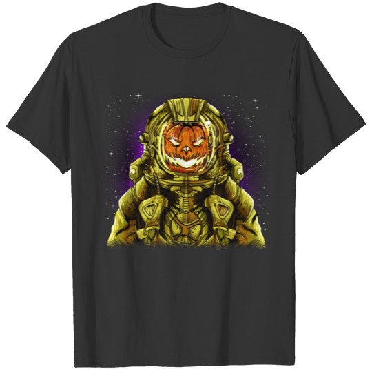 Scary Halloween Pumpkin Zombie Astronaut Costume T-shirt