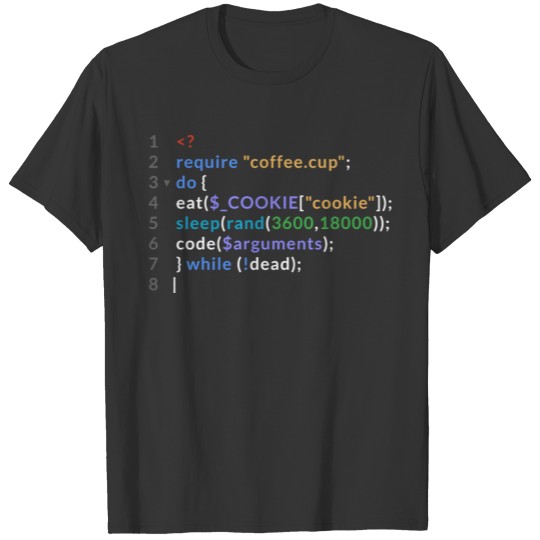 Coder While Not Dead Eat Sleep Code T-shirt