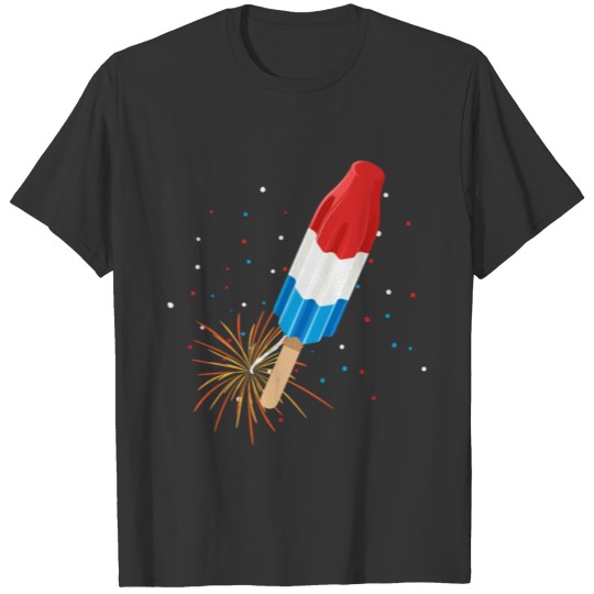 Fireworks Popsicle American Flag 4th of July T-shirt