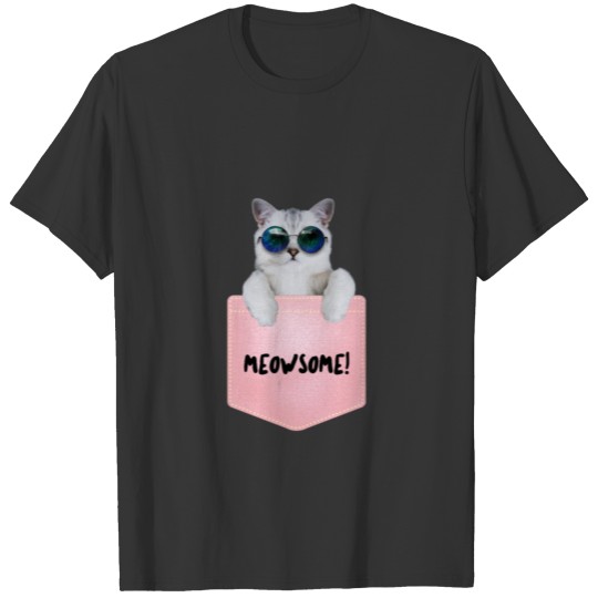 Meowsome Cool Cat Pocket T-shirt