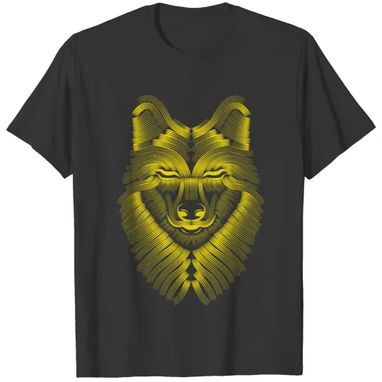 Yellow Wolf | Golden Streaks | Animal Closed Eyes T Shirts