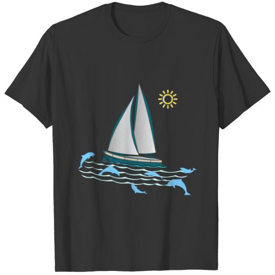 Dolphin Boat Lake Sea Sailing T Shirts