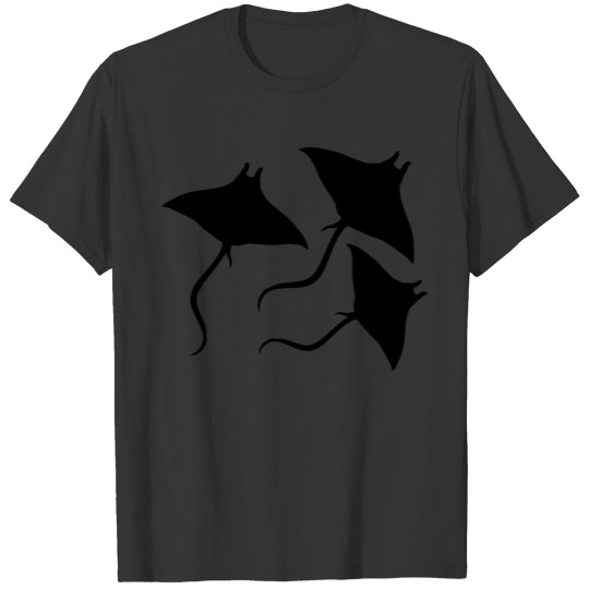3 stingray swimming diving silhouette outline skat T-shirt