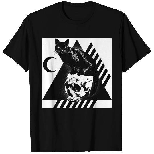 cat skull triangle T Shirts