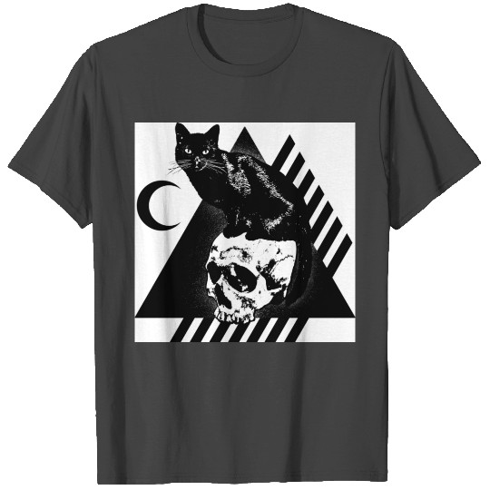 cat skull triangle T Shirts