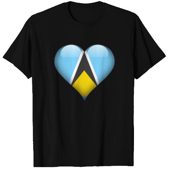 Heart St Lucia Flag T Shirts