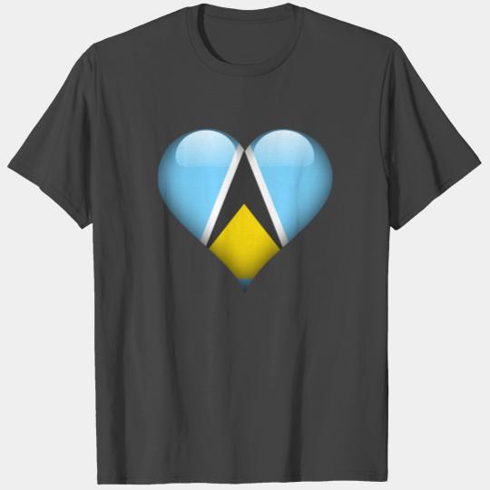 Heart St Lucia Flag T Shirts