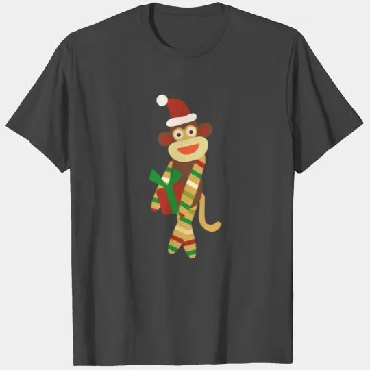 Sock Monkey Christmas Santa Hat Sock Monkeys T Shirts