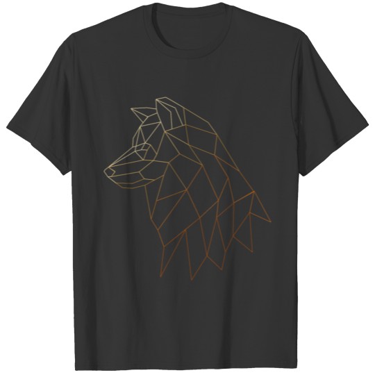 Wolf T Shirts Geometric abstract Gold wolf polygonal