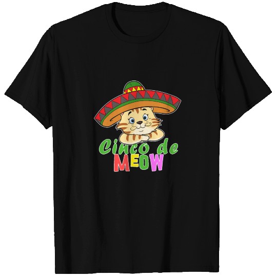 Cute Cinco De Meow Funny Cat Sombrero Mexican T Shirts