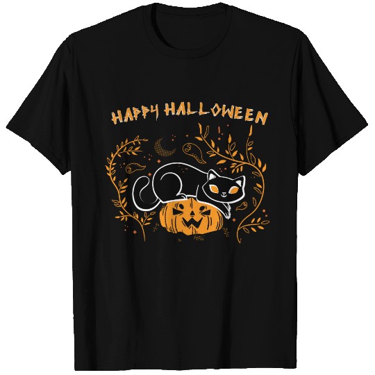 happy halloween cat love T Shirts