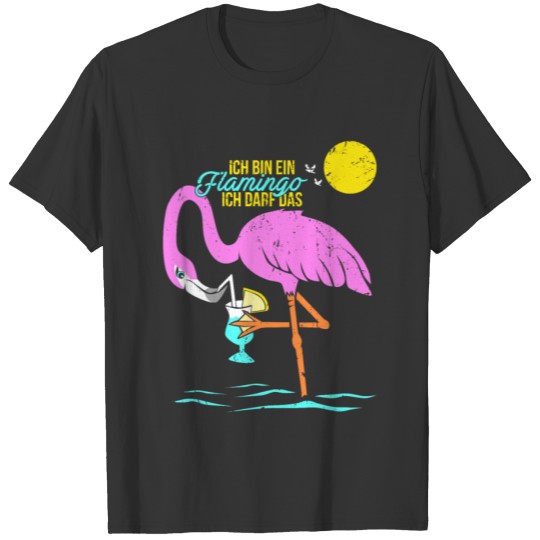 Flamingo Sun Cocktail Drink Vintage T-shirt