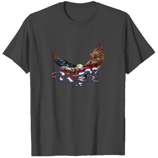 Patriotic Print American Flag Eagle Red White Blue T Shirts