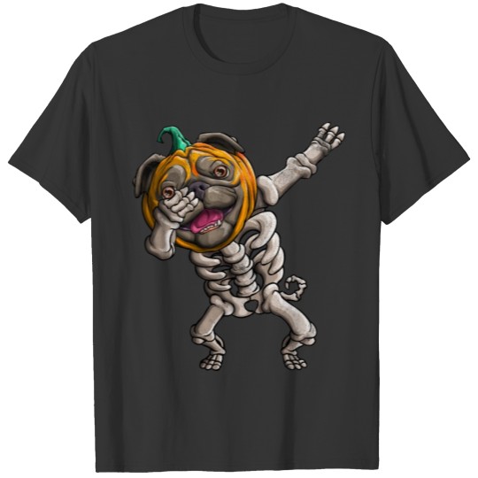 Dabbing Skeleton Pug Cute Halloween Pugs Funny Dab T Shirts