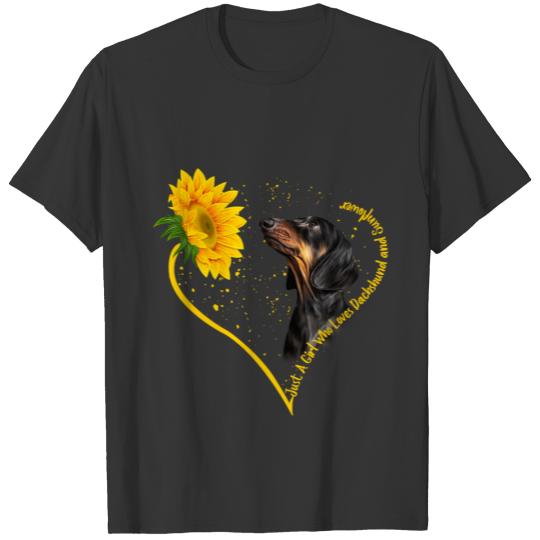 Just A Girl Who Loves Dachshund and Sunflower T-shirt