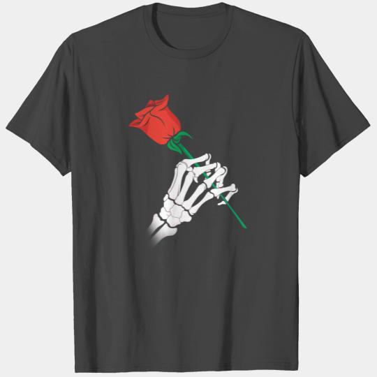 Halloween Skeleton Hand with Rose - Halloween T Shirts