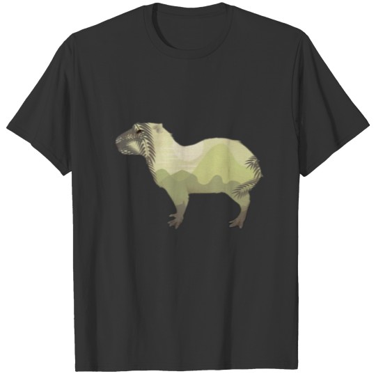 Capybara Double Exposure Funny Animal Silhouette T Shirts