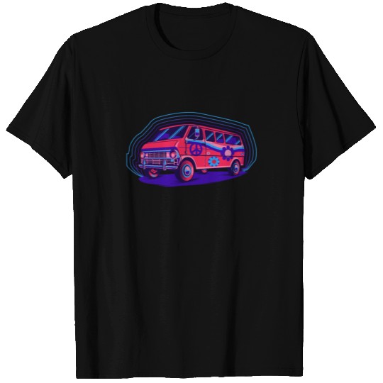 Hippie Retro 1960s 1970s Van Beach Bus T Shirts