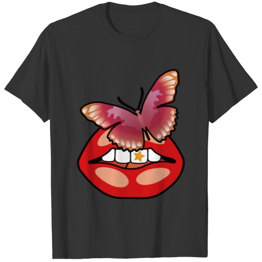 Ukiyoe Rubine Butterfly Mouth Classic T Shirts