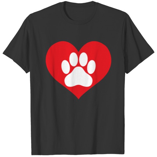 Paw Heart Cute Print Funny Dog Animal Pawprint T Shirts
